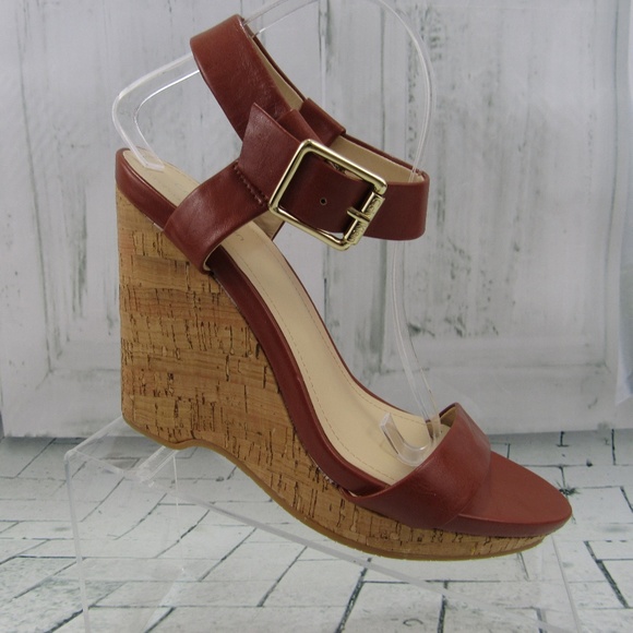 Calvin Klein Shoes - Calvin Klein Nikole Women's Open Toe Leather Wedge